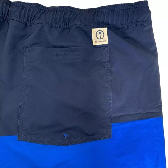 Trinity Coast Color Block Swim Trunks B&T Size 4XB Blue Combo 3 Pockets UPF 40+ - Picture 6 of 8